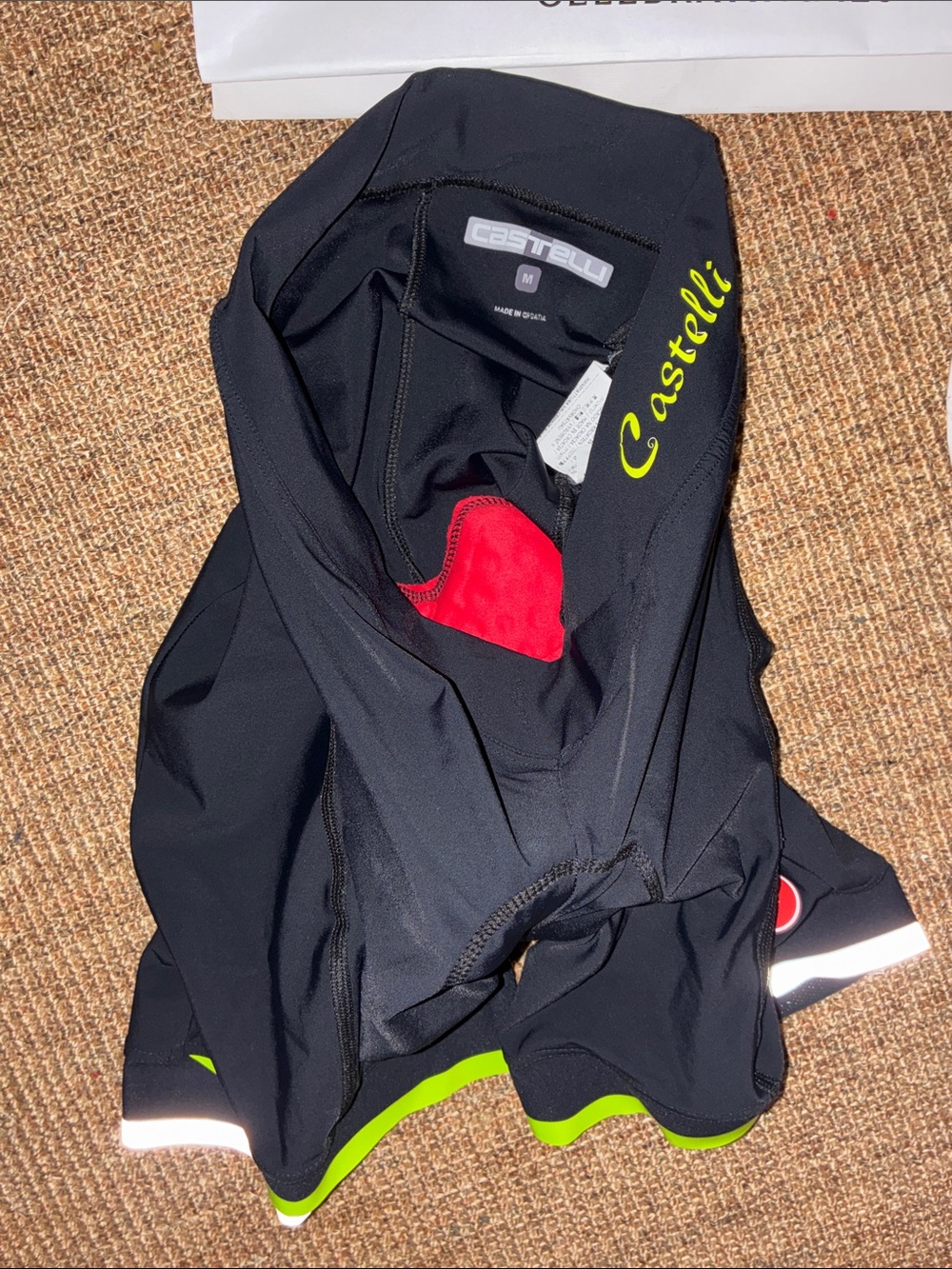 Castelli Men's Black Cycling Shorts with Lime Accents
